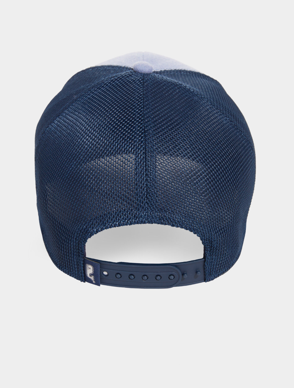 Chambray Leather Patch Trucker Hat Vineyard Navy