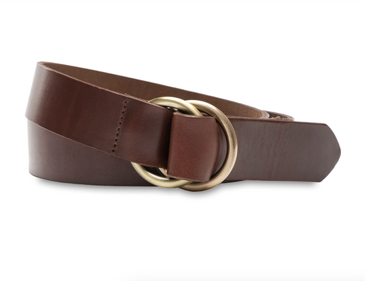 DH Leather O-Ring Belt Dk Brown