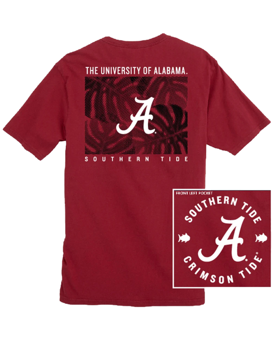 Alabama Halftone Monstera SS T-Shirt Crimson