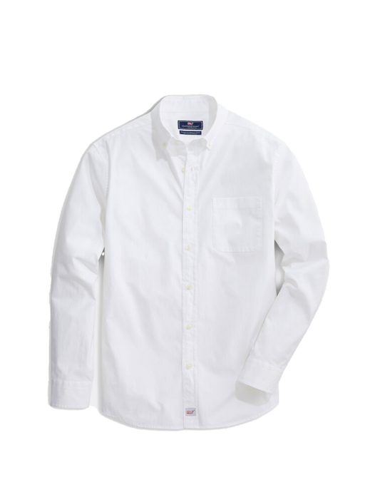 Stretch Poplin Solid Shirt White
