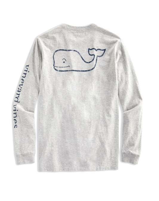 Vintage Whale LS Pocket T-Shirt Grey