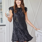 Ws Ruffle Neck Sequin Dress Black - Beau Outfitters