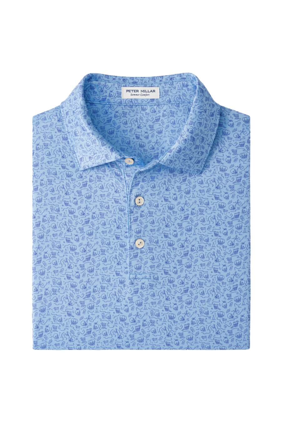 Double Transfused Perf Polo Cottage Blue