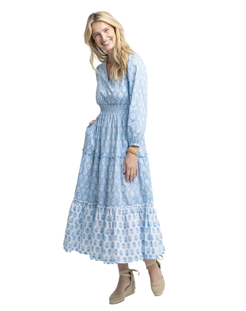 Ws Blaire Garden Maxi Dress Clearwater Blue - Beau Outfitters