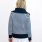 Ws Navy & White 1/4 Zip Front Pullover - Beau Outfitters