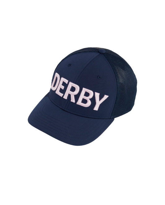 KD24 Derby Text Trucker Hat Nautical Navy
