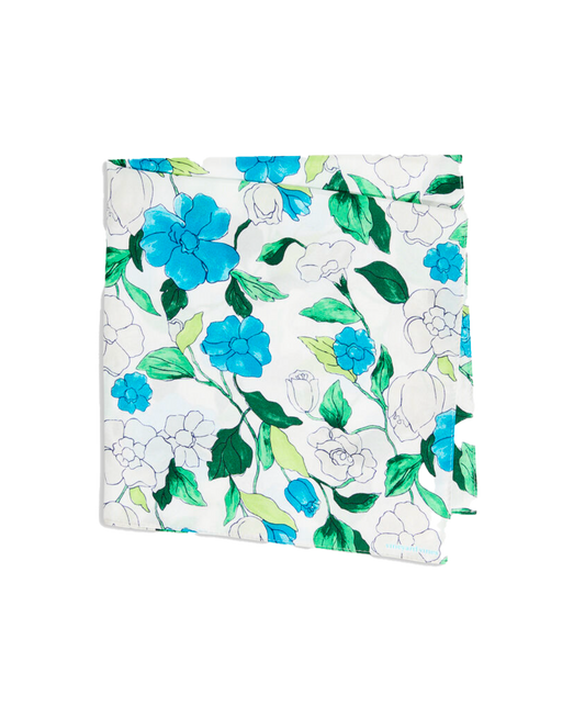 Flora Printed Pocket Square White Cap