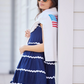 Ws Flutter Sleeve Ric-Rac Dress Navy - Beau Outfitters