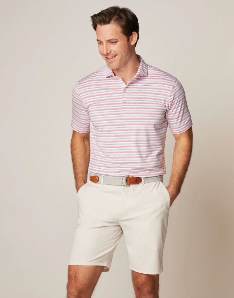 Harty Stripe Perf Polo Sun Kissed