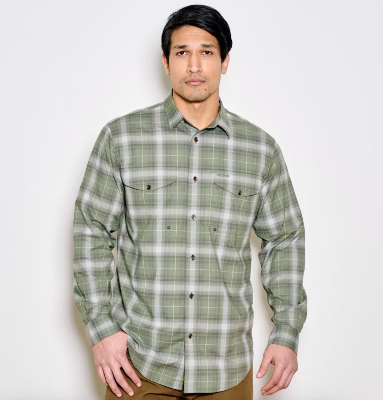 Twin Lakes LS Sport Shirt Green/Gray Plaid - Beau Outfitters