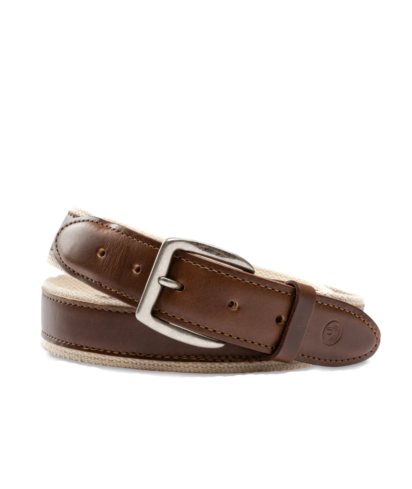 Leather Trim Webbed Belt Brown - Beau Outfitters