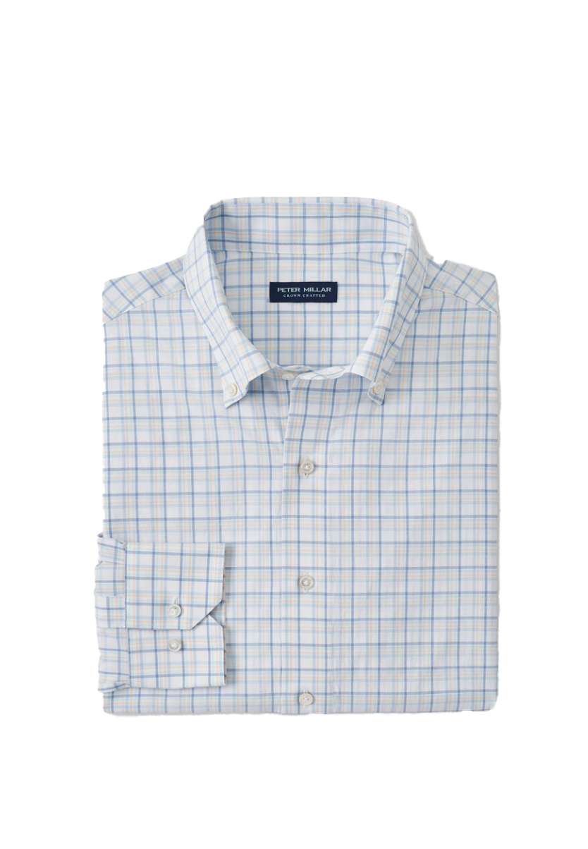 Wynton Perf Poplin Shirt Cascade Blue - Beau Outfitters