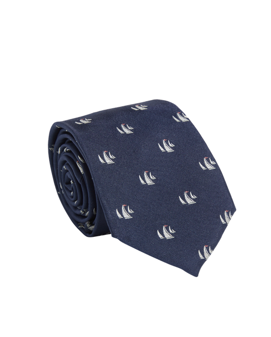 Sailboats Woven Bow Tie Nautical Navy