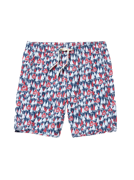 Youth 6" Anchor Swim Trunk Navy Sailboats