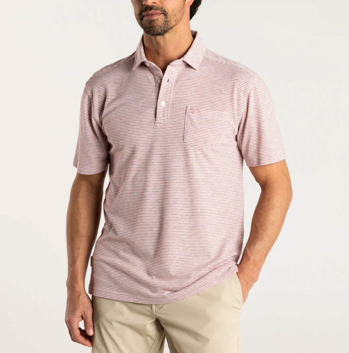 Summerford Stripe Pique Polo Baked Red - Beau Outfitters