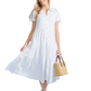 Ws Puff Sleeve Button Front Midi Dress White - Beau Outfitters