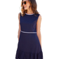 Ws Sleeveless Ruffle Hem Dress Navy - Beau Outfitters