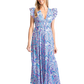 Ws Flutter Sleeve V-Neck Maxi Dress Kaleidoscope - Beau Outfitters