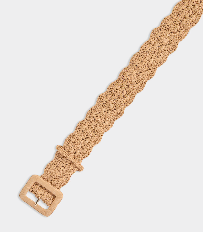 Ws Scalloped Raffia Waist Belt Natural