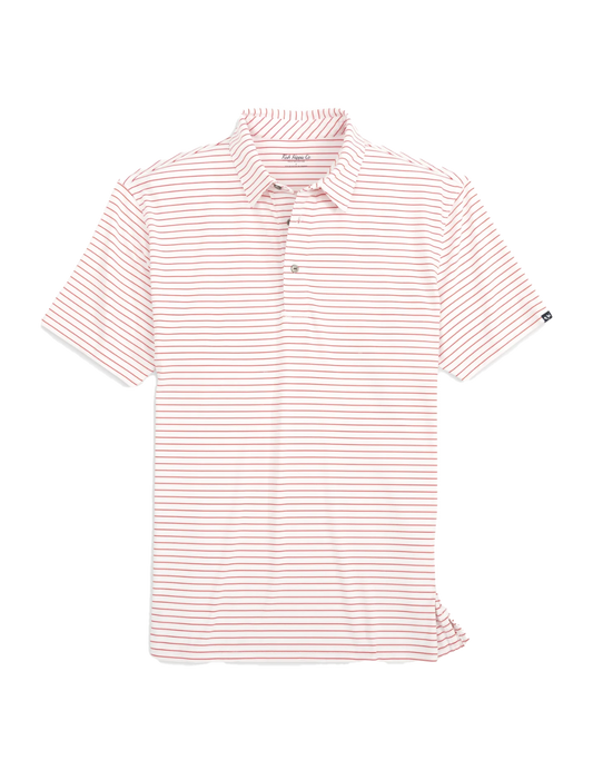 Knox Stripe Perf Polo Red - Beau Outfitters