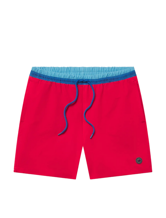 5.5" Pier Stretch Lined Swim Trunk Red