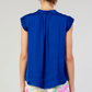 Margot Pleated SS Blouse Cobalt - Beau Outfitters