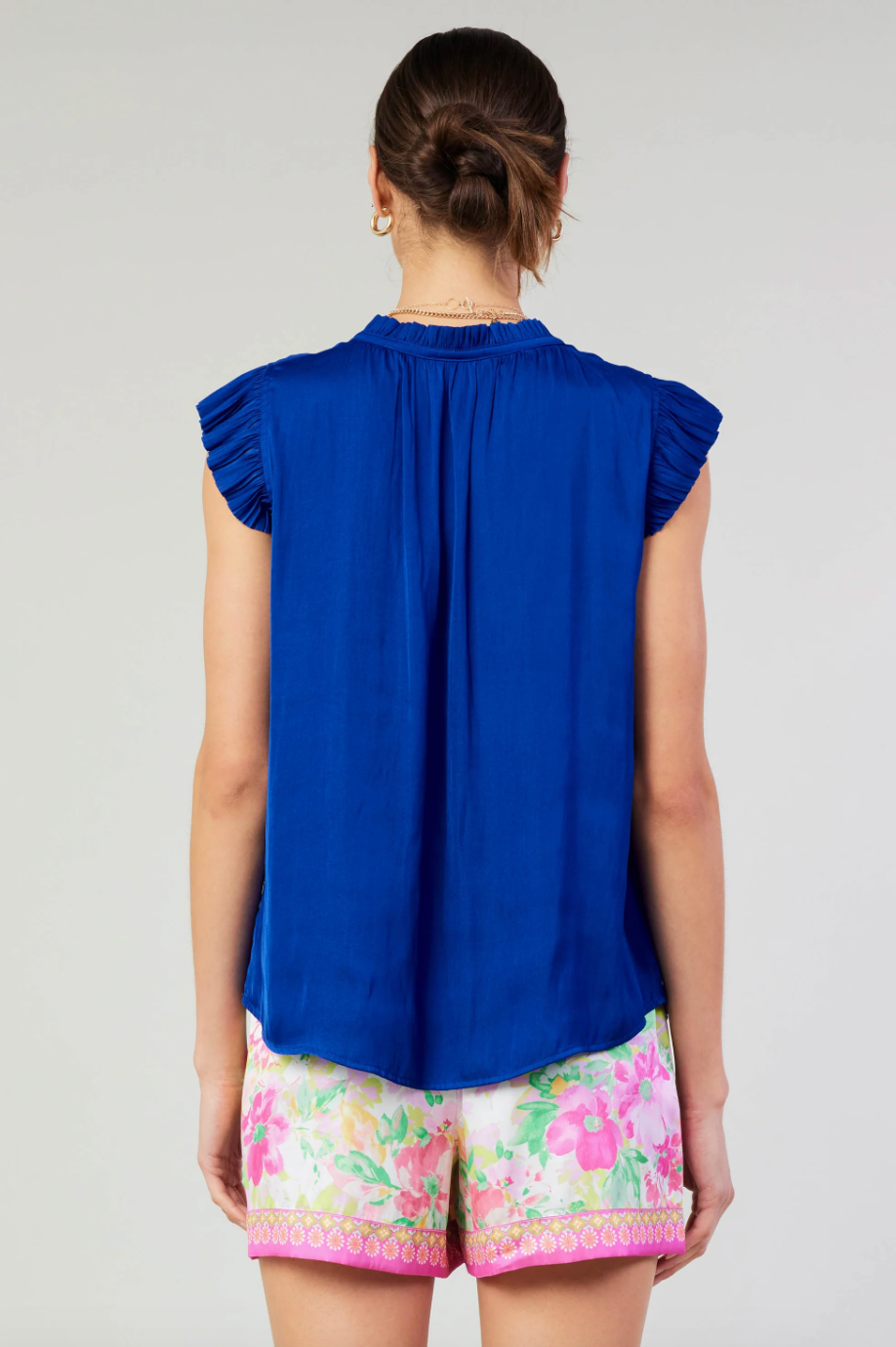 Margot Pleated SS Blouse Cobalt - Beau Outfitters