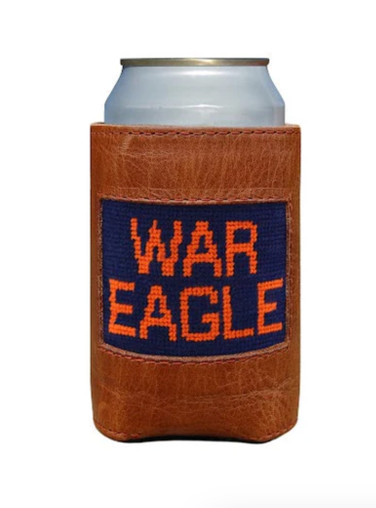 Auburn War Eagle (Navy) Leather Needlepoint Koozie - Beau Outfitters