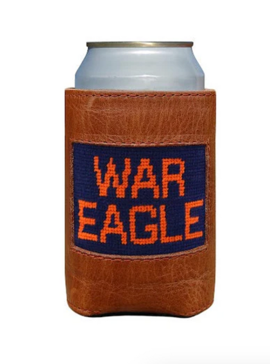 Auburn War Eagle (Navy) Leather Needlepoint Koozie