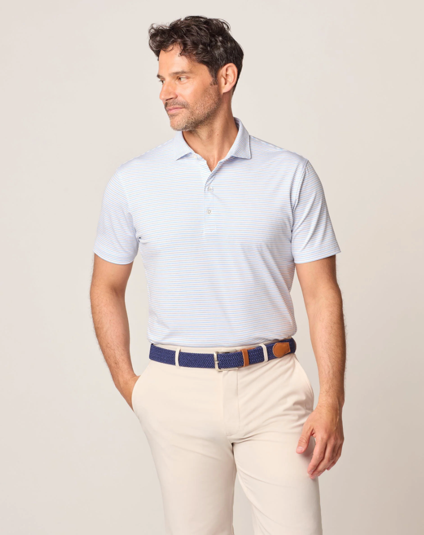 Vik Striped Perf Polo Seal - Beau Outfitters