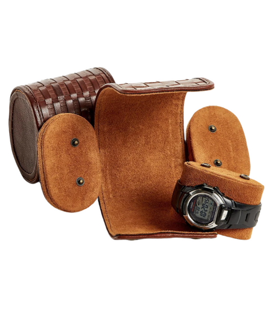 Woven Leather Watch Case Chestnut