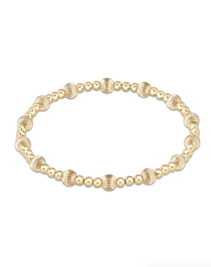 Dignity Sincerity Pattern 5mm Bead Bracelet Gold