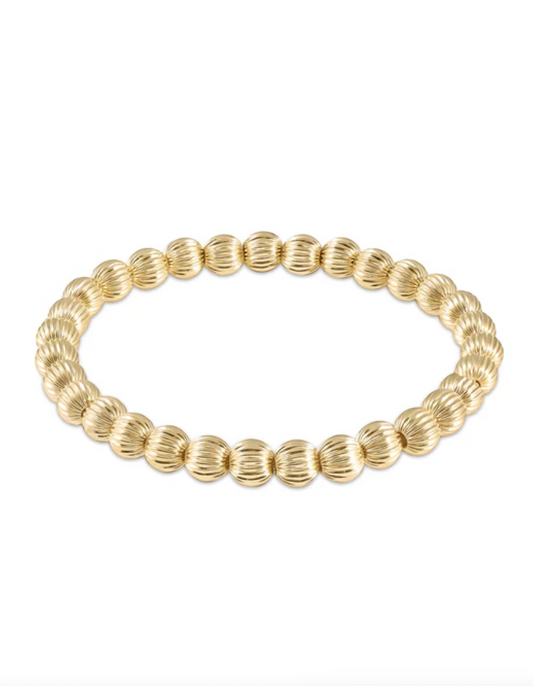 Dignity Grateful Pattern 6mm Bead Bracelet Gold