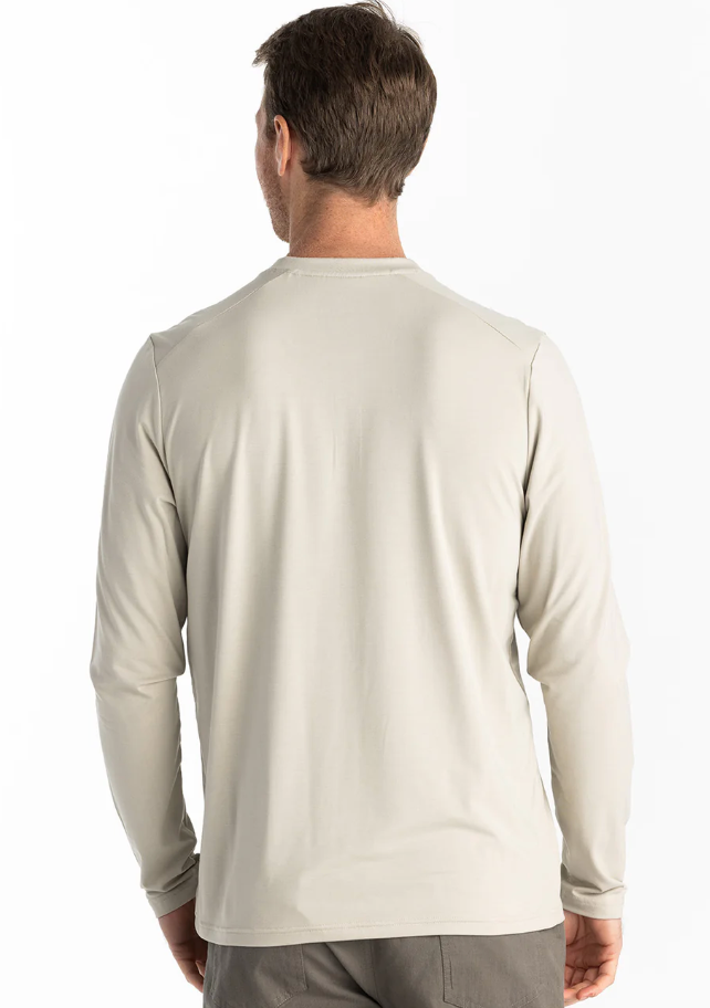 Bamboo Flex LS Henley Sandstone - Beau Outfitters