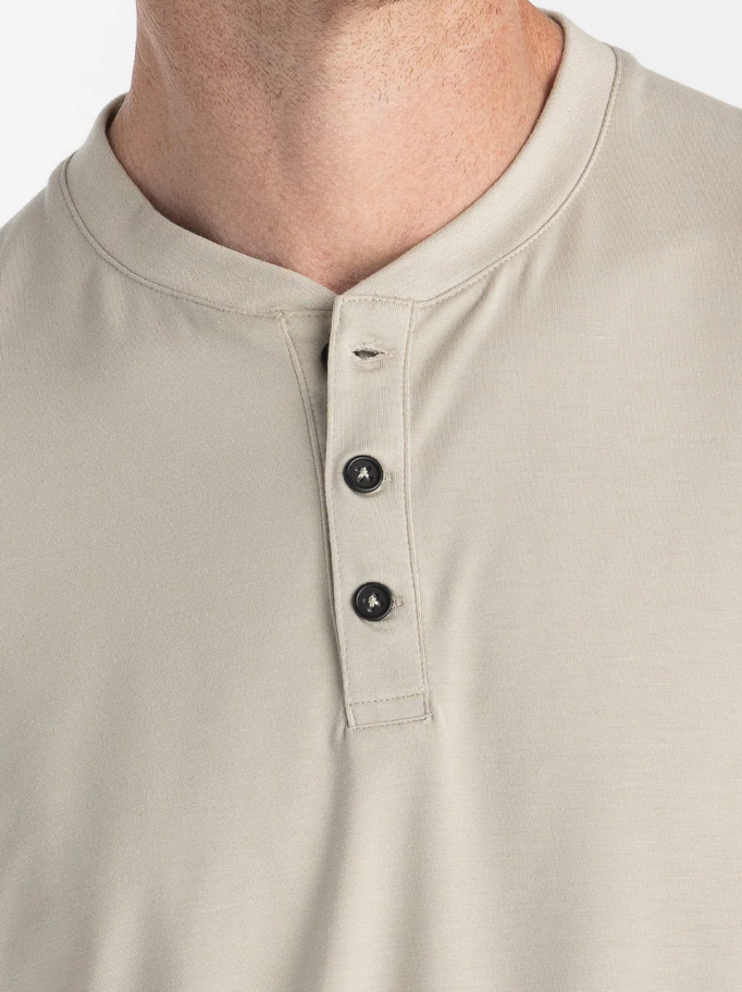 Bamboo Flex LS Henley Sandstone - Beau Outfitters