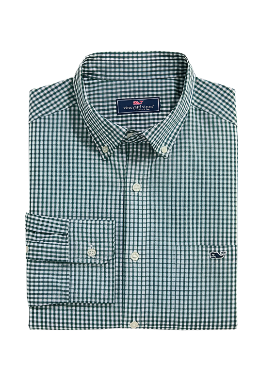 Gingham Poplin Classic Fit Shirt Charleston Green - Beau Outfitters