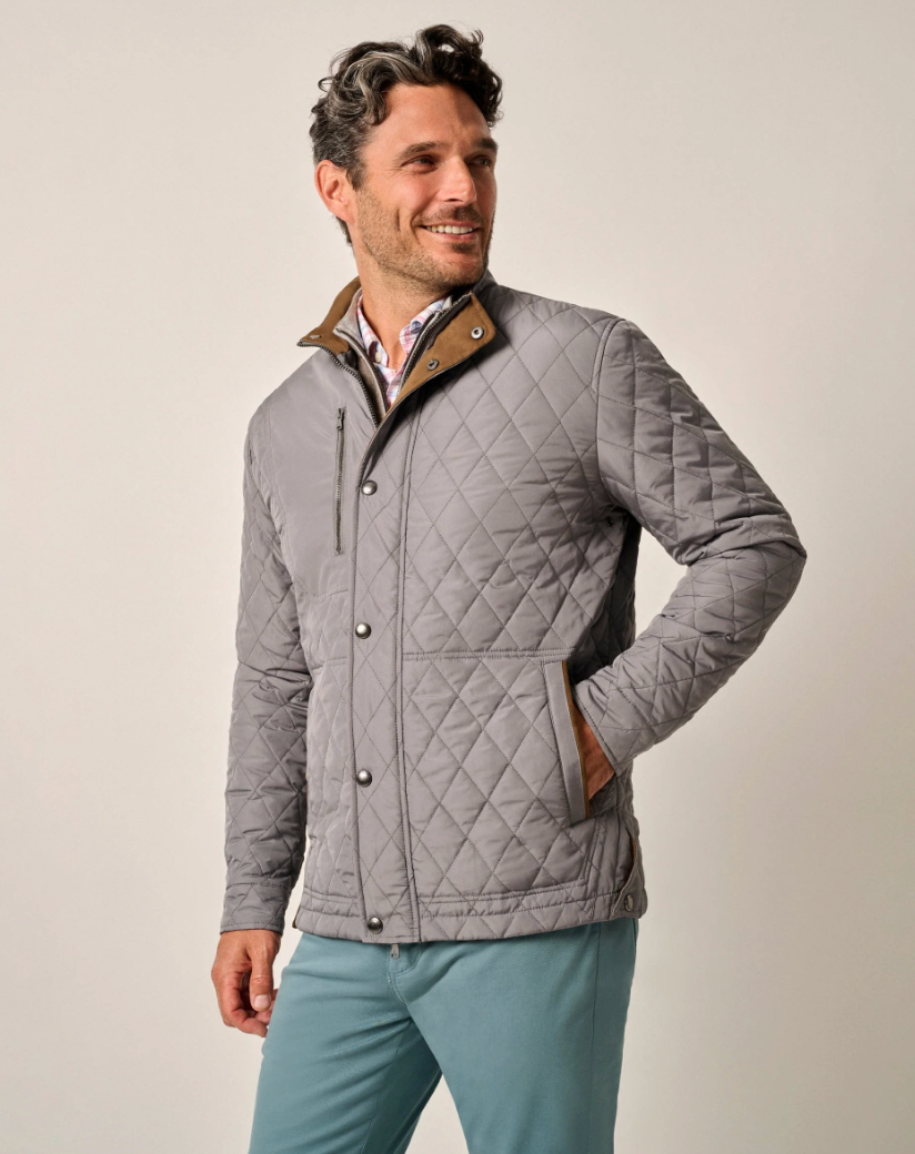 Juno Quilted Snap Jacket Concrete - Beau Outfitters