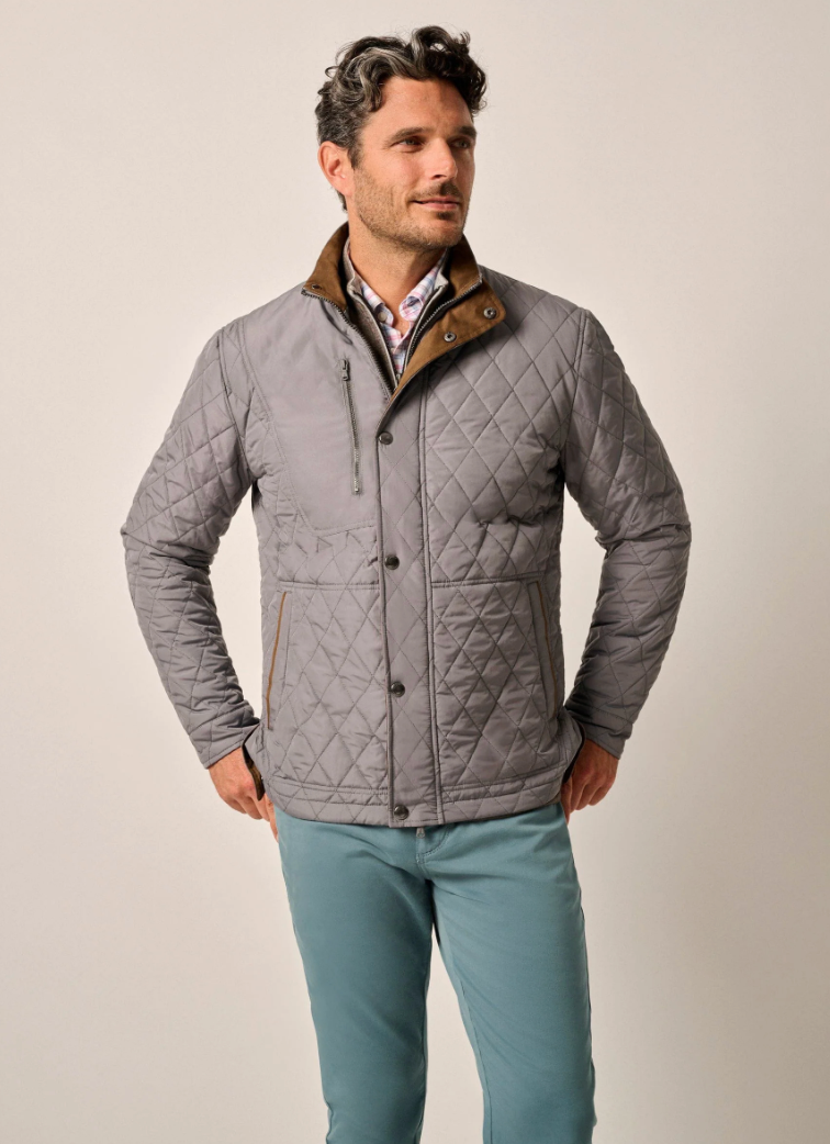 Juno Quilted Snap Jacket Concrete - Beau Outfitters