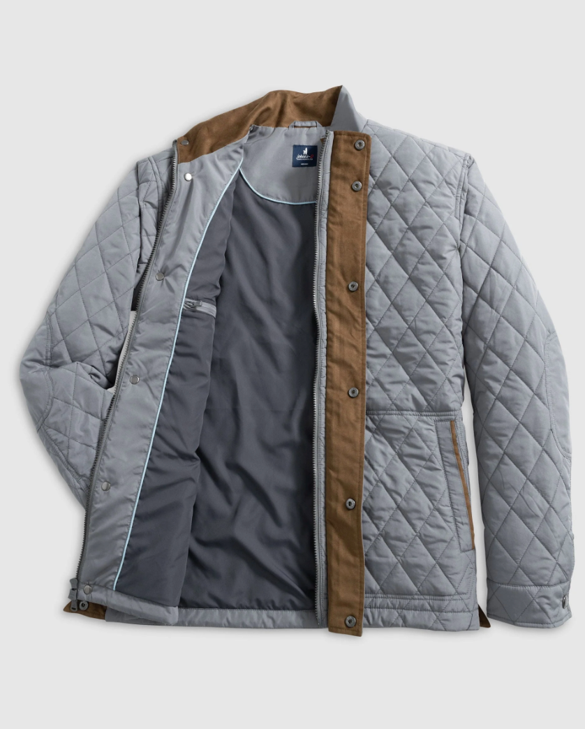 Juno Quilted Snap Jacket Concrete - Beau Outfitters