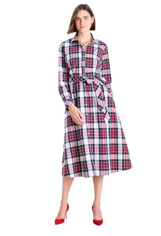 Ws Midi Shirt Dress B Plaid White