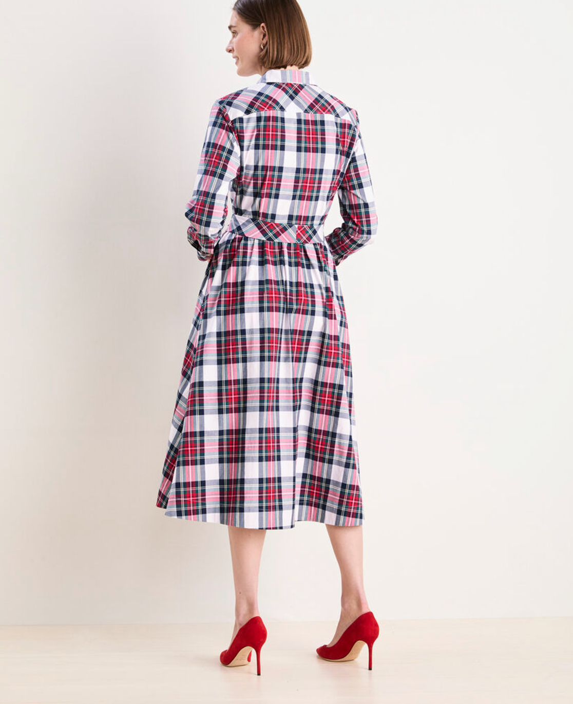 Ws Midi Shirt Dress B Plaid White