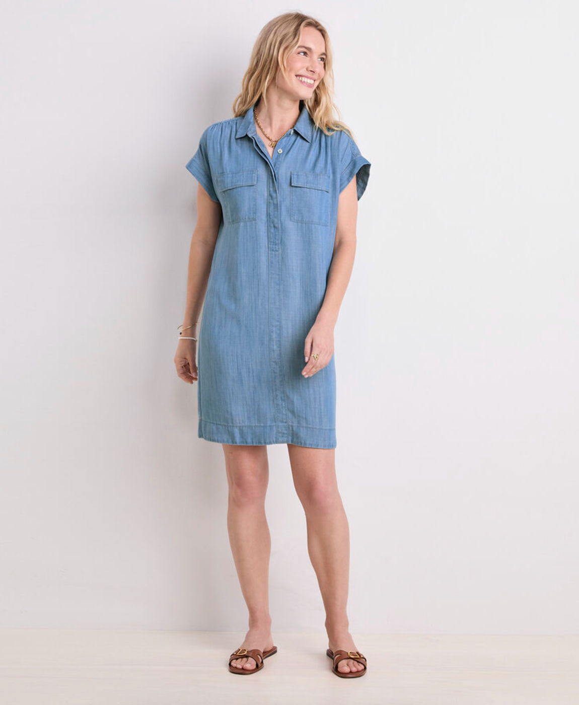 Ws Chambray Shirt Dress Blue Mirage