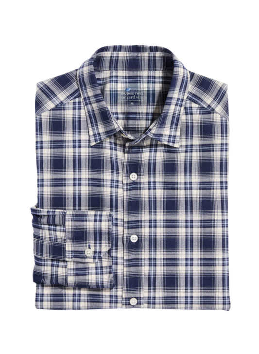 Plaid OTG Brushed Twill Shirt Navy