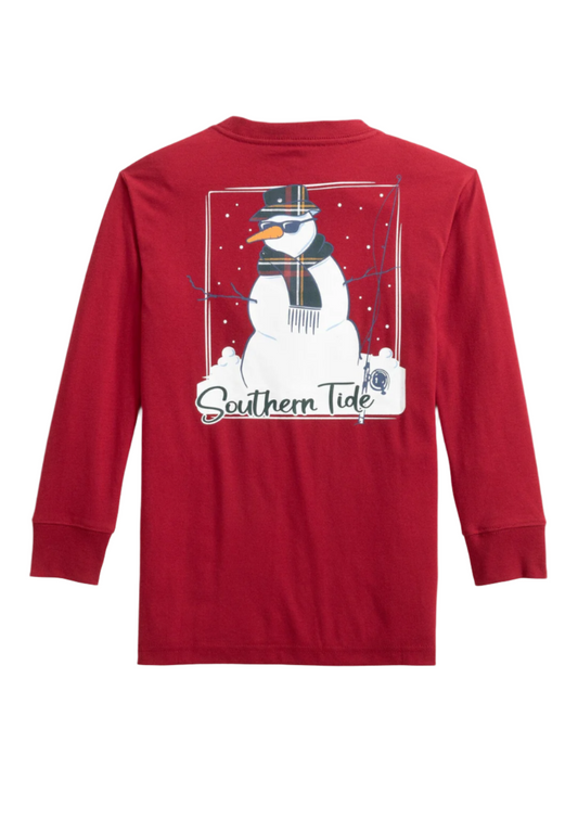 Youth ST Snowman LS T-Shirt Rio Red