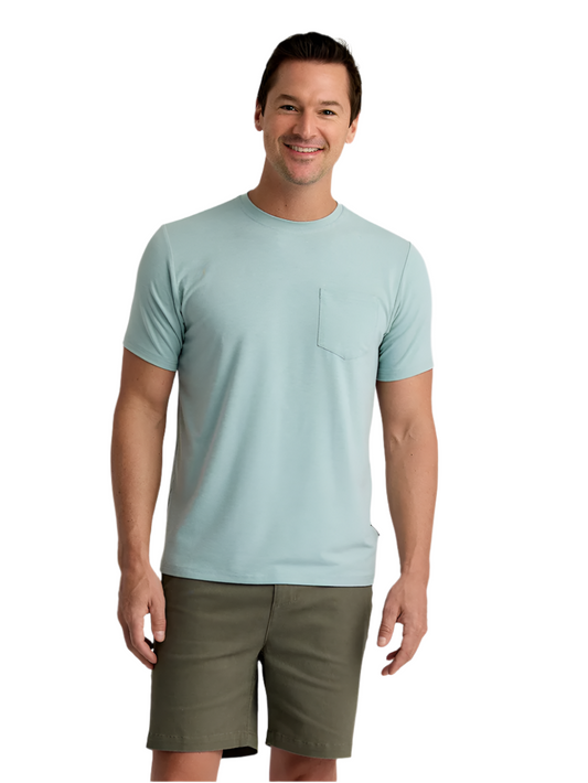 Bamboo Flex SS Pocket Tee Hthr Ocean Mist