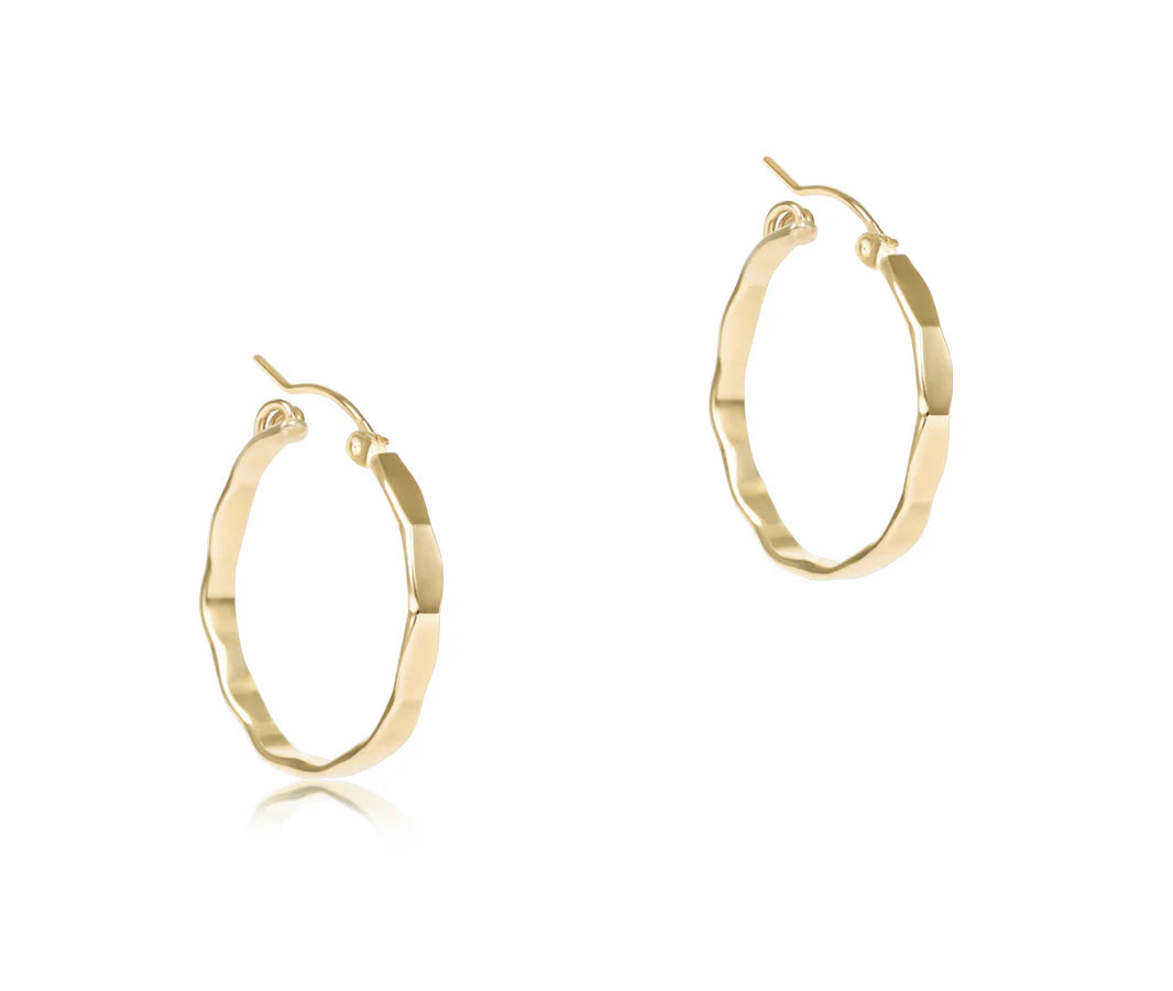 Scalloped Round Gold 1.25" Hoop Earring Smooth