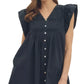 Ws Flutter Sleeve Pleat Front Mini Dress Black