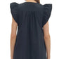 Ws Flutter Sleeve Pleat Front Mini Dress Black