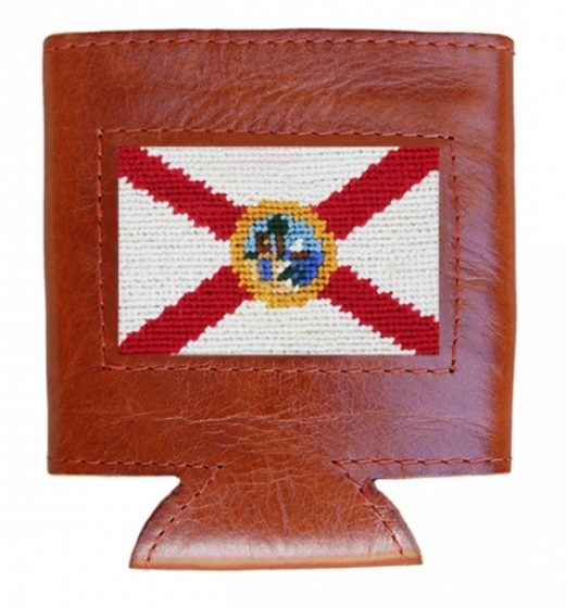 Florida State Flag Leather Needlepoint Koozie - Beau Outfitters