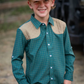 Youth Ranch Collection Tattersall LS Shirt Green